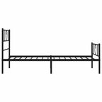 Metal Bed Frame without Mattress with Footboard Black 100x190cm