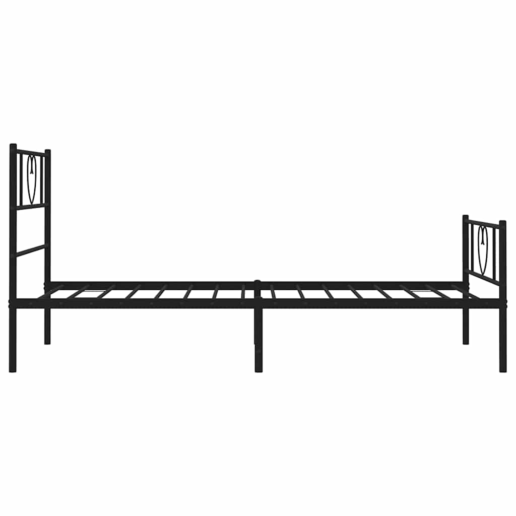 Metal Bed Frame without Mattress with Footboard Black 100x190cm