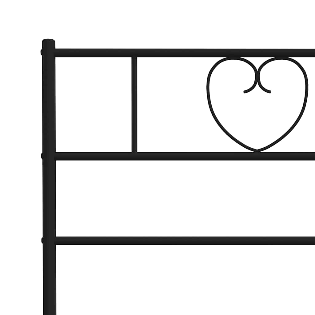 Metal Bed Frame without Mattress with Footboard Black 100x190cm