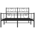 Metal Bed Frame without Mattress with Footboard Black 135x190cm