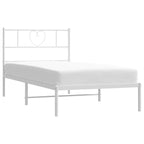Metal Bed Frame without Mattress with Headboard White 100x190cm
