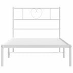 Metal Bed Frame without Mattress with Headboard White 100x190cm