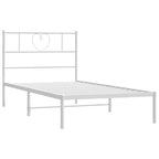 Metal Bed Frame without Mattress with Headboard White 100x190cm