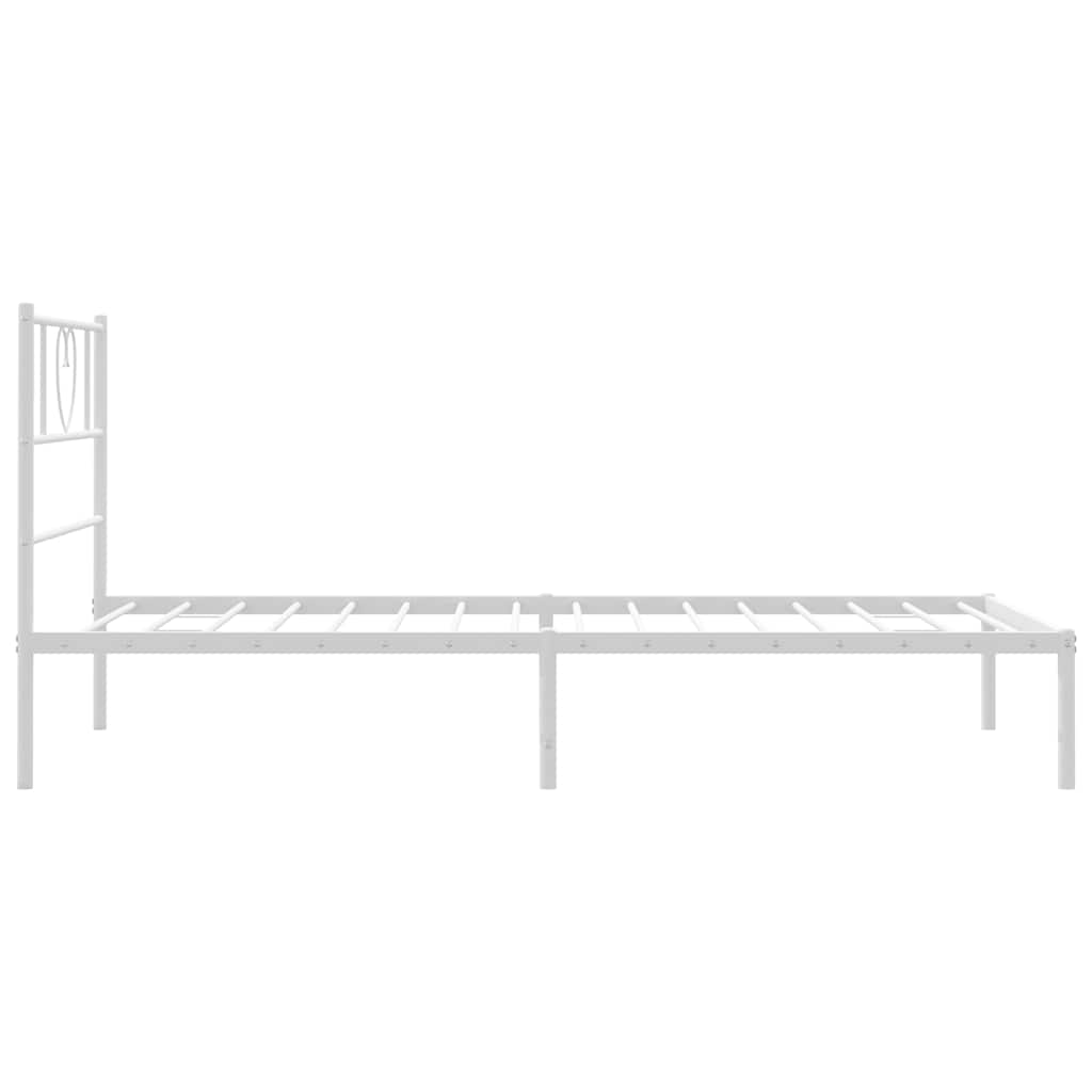 Metal Bed Frame without Mattress with Headboard White 100x190cm