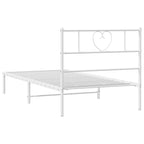 Metal Bed Frame without Mattress with Headboard White 100x190cm