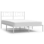 Metal Bed Frame without Mattress with Headboard White 120x190cm