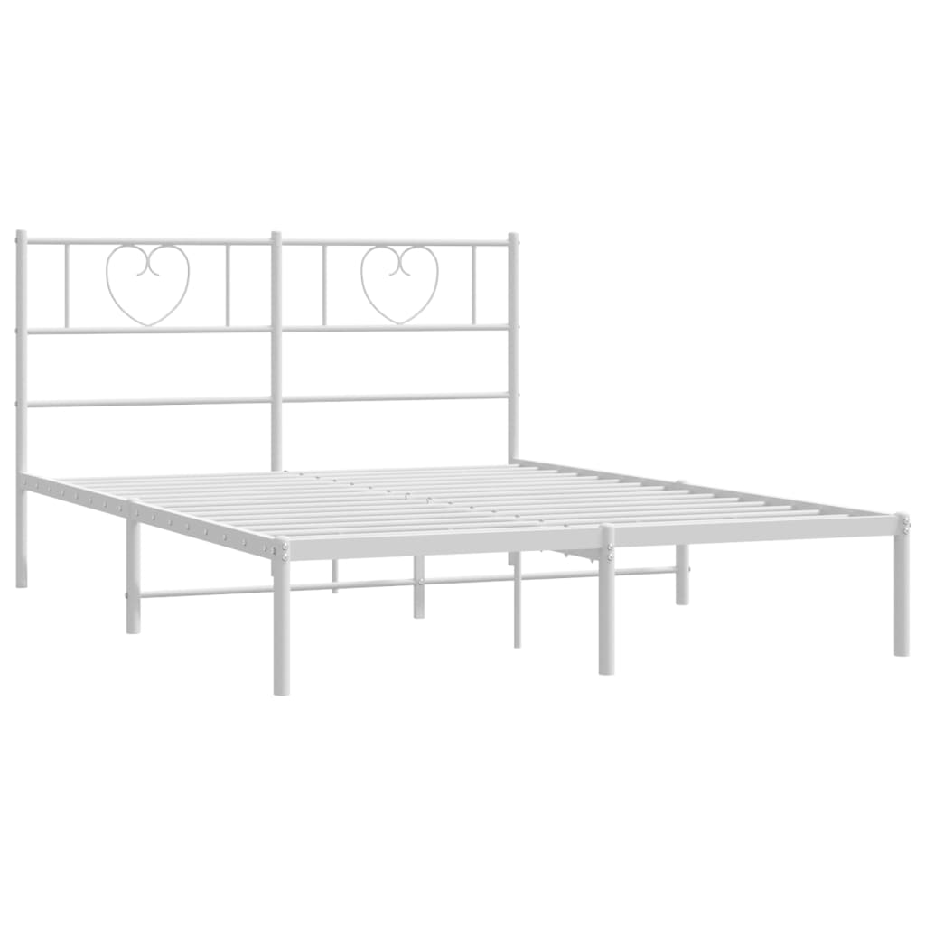Metal Bed Frame without Mattress with Headboard White 120x190cm