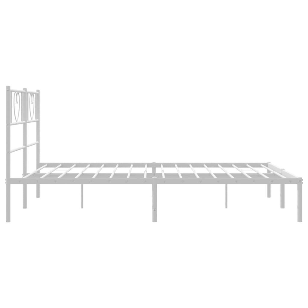 Metal Bed Frame without Mattress with Headboard White 120x190cm