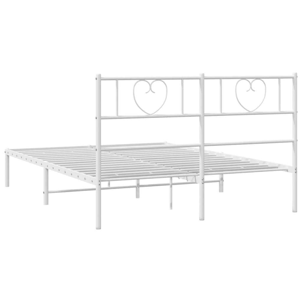 Metal Bed Frame without Mattress with Headboard White 120x190cm