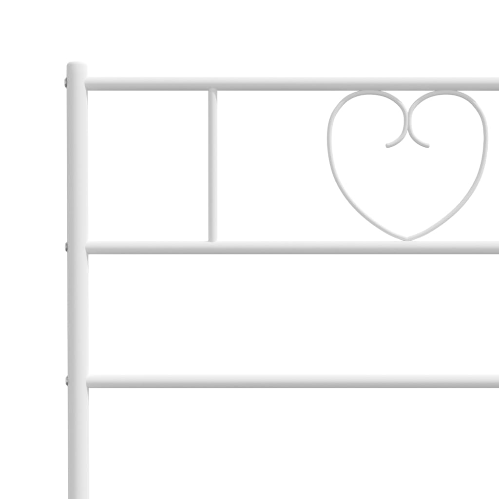 Metal Bed Frame without Mattress with Headboard White 120x190cm