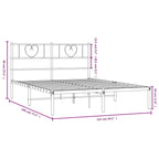 Metal Bed Frame without Mattress with Headboard White 120x190cm