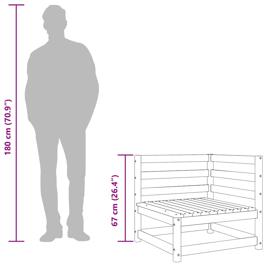 Garden Sofa Corner Wax Brown 70x70x67 cm Solid Wood Pine