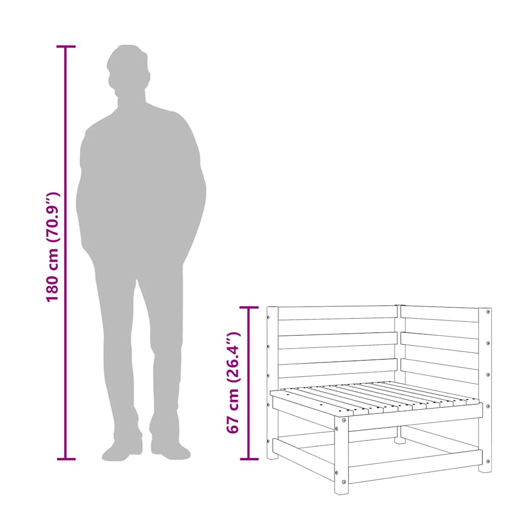 Garden Sofas Corner 2 pcs 70x70x67 cm Solid Wood Pine