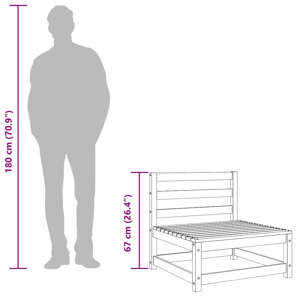 Garden Sofa Armless 70x70x67 cm Impregnated Wood Pine