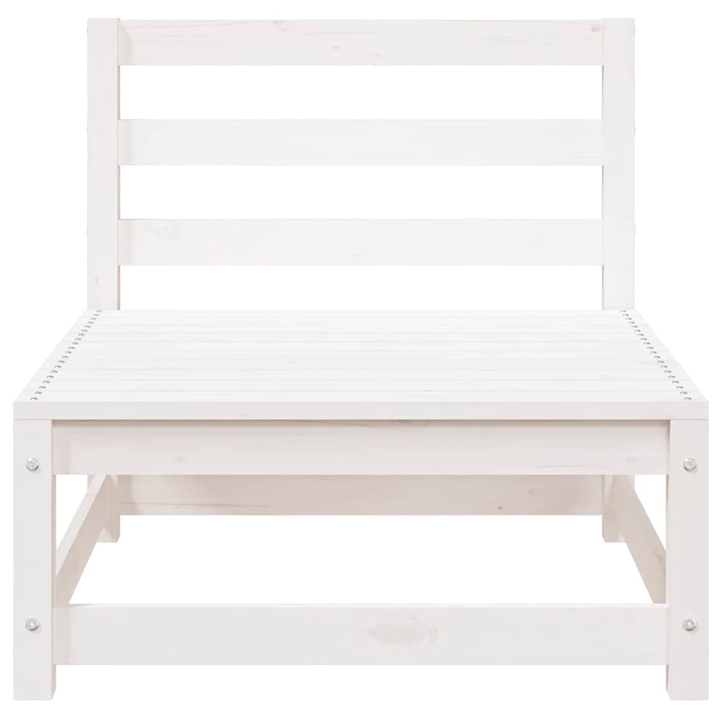 Garden Sofa 2-Seater White Solid Wood Pine