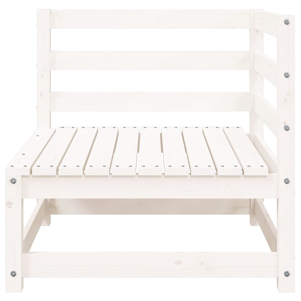 Garden Sofa 2-Seater White Solid Wood Pine