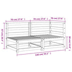 Garden Sofa 2-Seater White Solid Wood Pine