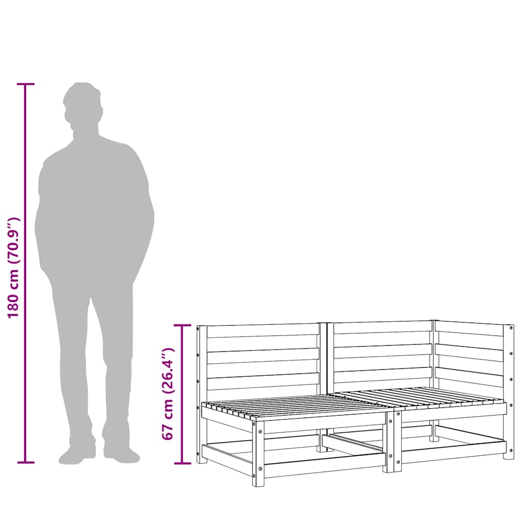 Garden Sofa 2-Seater White Solid Wood Pine