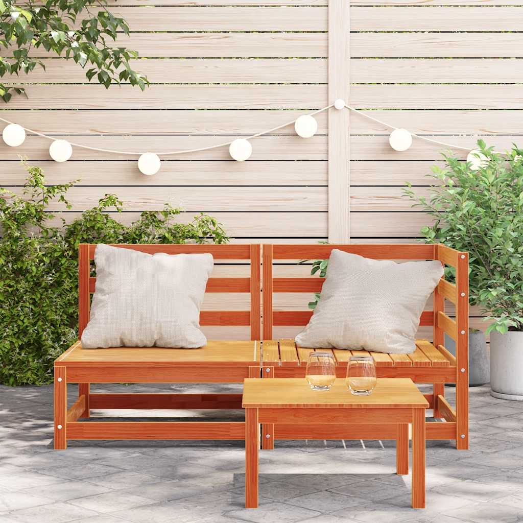Garden Sofa 2-Seater Wax Brown Solid Wood Pine