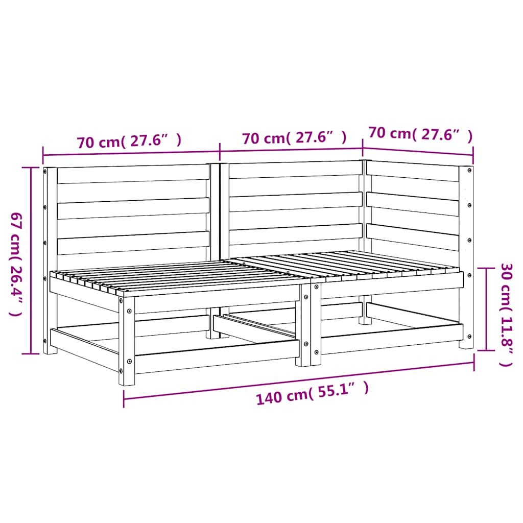Garden Sofa 2-Seater Wax Brown Solid Wood Pine