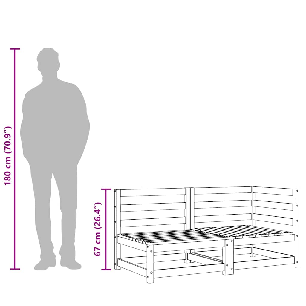 Garden Sofa 2-Seater Wax Brown Solid Wood Pine