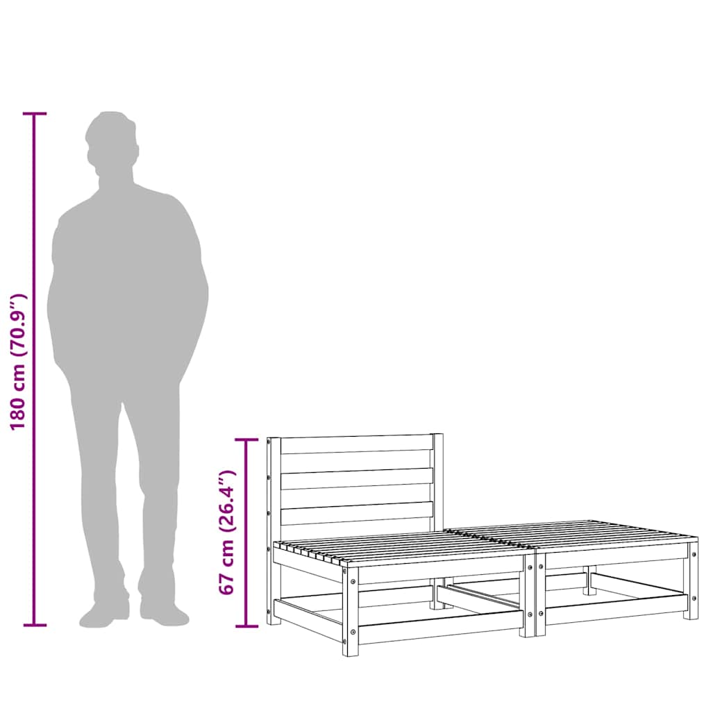 Garden Sofa Armless with Footstool Wax Brown Solid Wood Pine