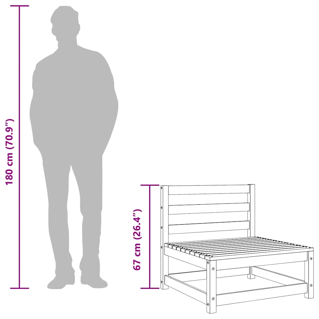 Garden Sofa Armless with Footstool Solid Wood Douglas