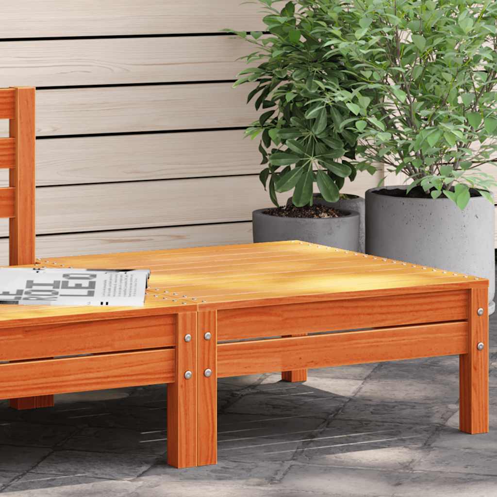 Garden Footstool Wax Brown Solid Wood Pine