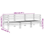 Garden Sofa 3-Seater Solid Wood Pine