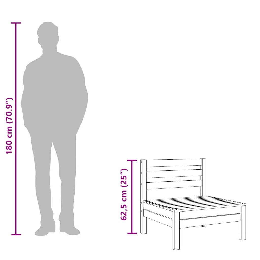 Garden Sofa 3-Seater White Solid Wood Pine
