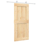Sliding Door with Hardware Set 90x210 cm Solid Wood Pine