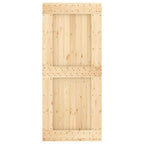 Sliding Door with Hardware Set 90x210 cm Solid Wood Pine