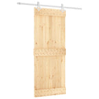 Sliding Door with Hardware Set 85x210 cm Solid Wood Pine