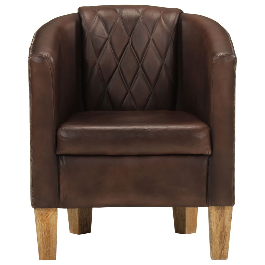 Tub Chair Dark Brown Real Leather