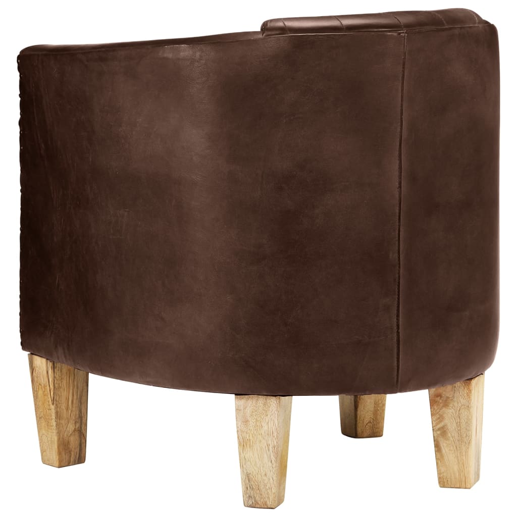 Tub Chair Dark Brown Real Leather