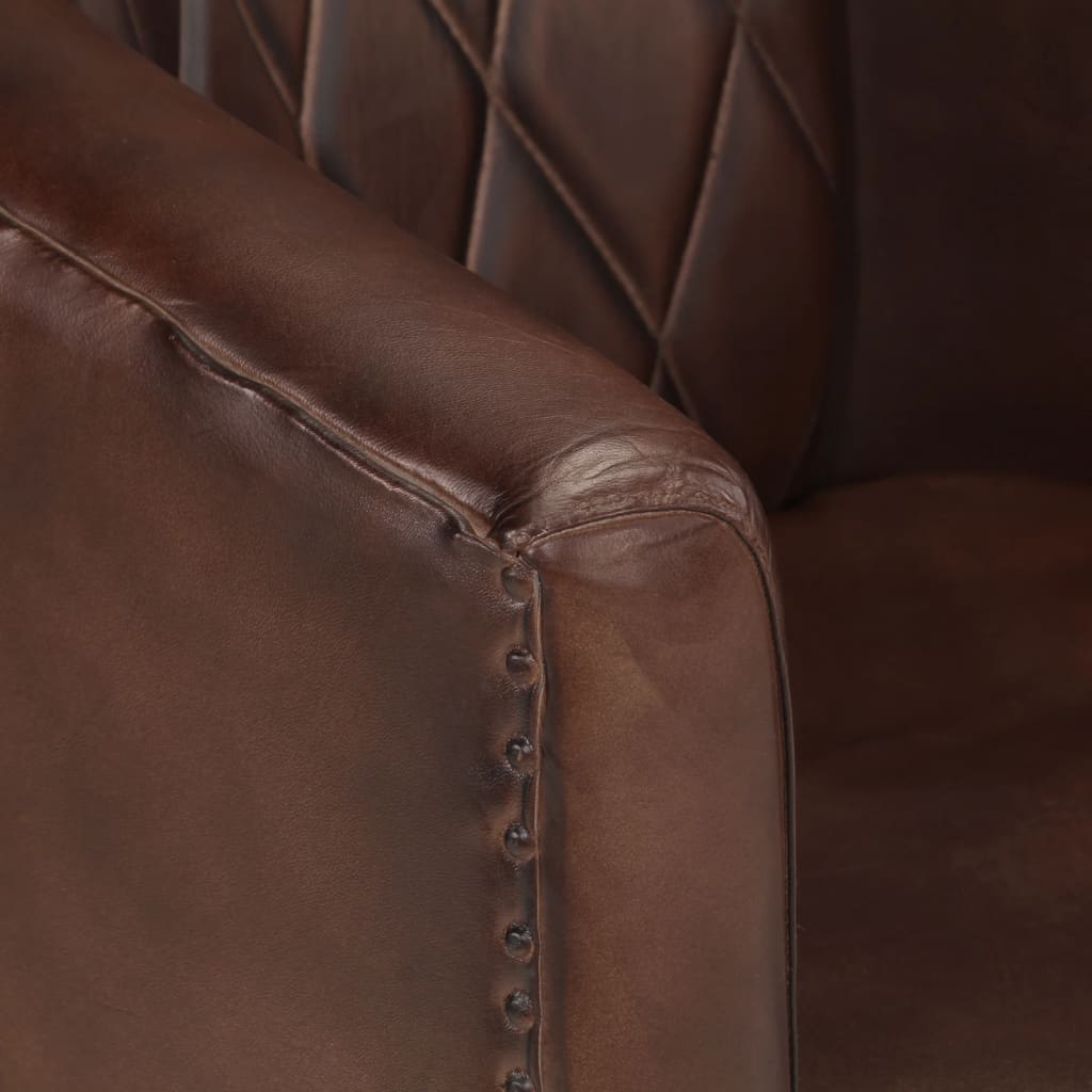 Tub Chair Dark Brown Real Leather