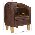 Tub Chair Dark Brown Real Leather