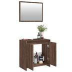2 Piece Bathroom Furniture Set Brown Oak Engineered Wood