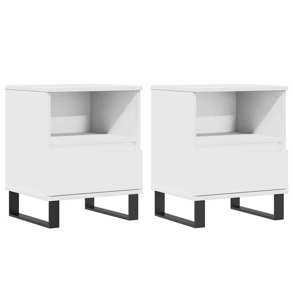 Bedside Cabinets 2 pcs White 40x35x50 cm Engineered Wood