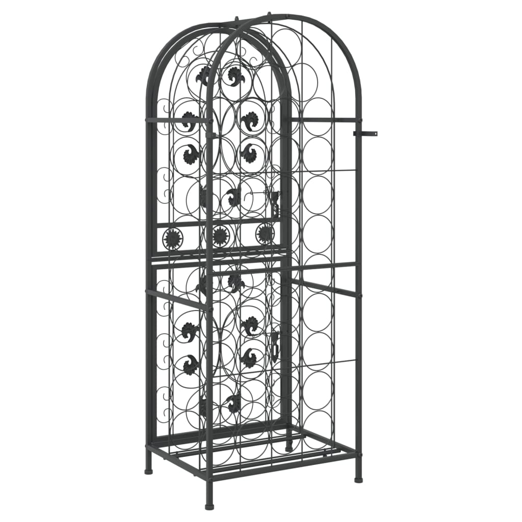 Wine Rack for 41 Bottles Black 45x36x120 cm Wrought Iron
