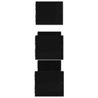 3 Piece Wall Shelf Set with Bars Black Engineered wood