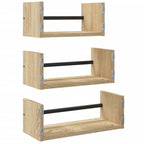 3 Piece Wall Shelf Set with Bars Sonoma Oak Engineered wood