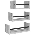3 Piece Wall Shelf Set with Bars Grey Sonoma Engineered wood