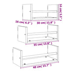 3 Piece Wall Shelf Set with Bars Grey Sonoma Engineered wood