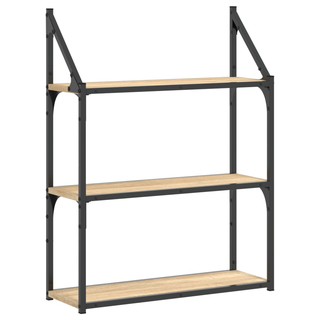 3-Tier Wall Shelf Sonoma Oak 60x21x78.5 cm Engineered Wood