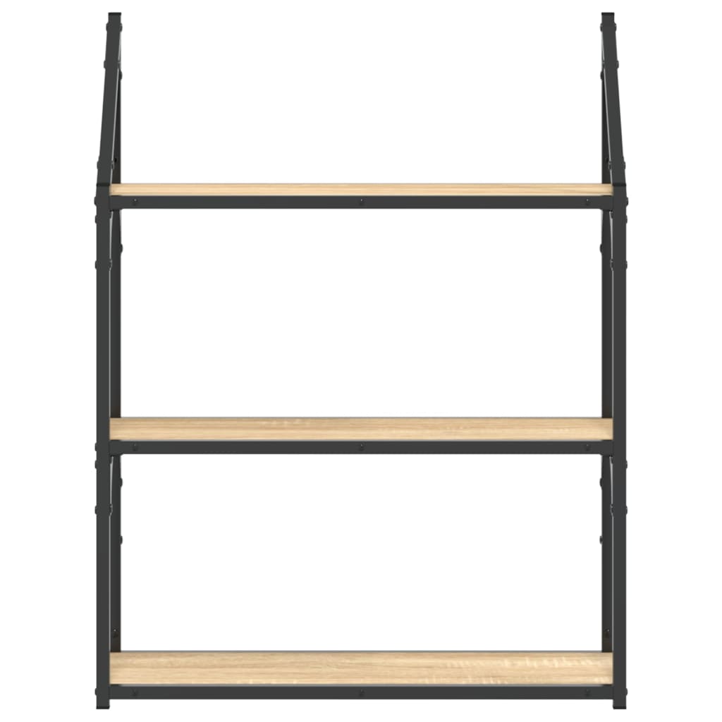 3-Tier Wall Shelf Sonoma Oak 60x21x78.5 cm Engineered Wood