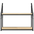 2-Tier Wall Shelf Sonoma Oak 60x21x51 cm Engineered Wood