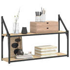 2-Tier Wall Shelf Sonoma Oak 80x21x51 cm Engineered Wood