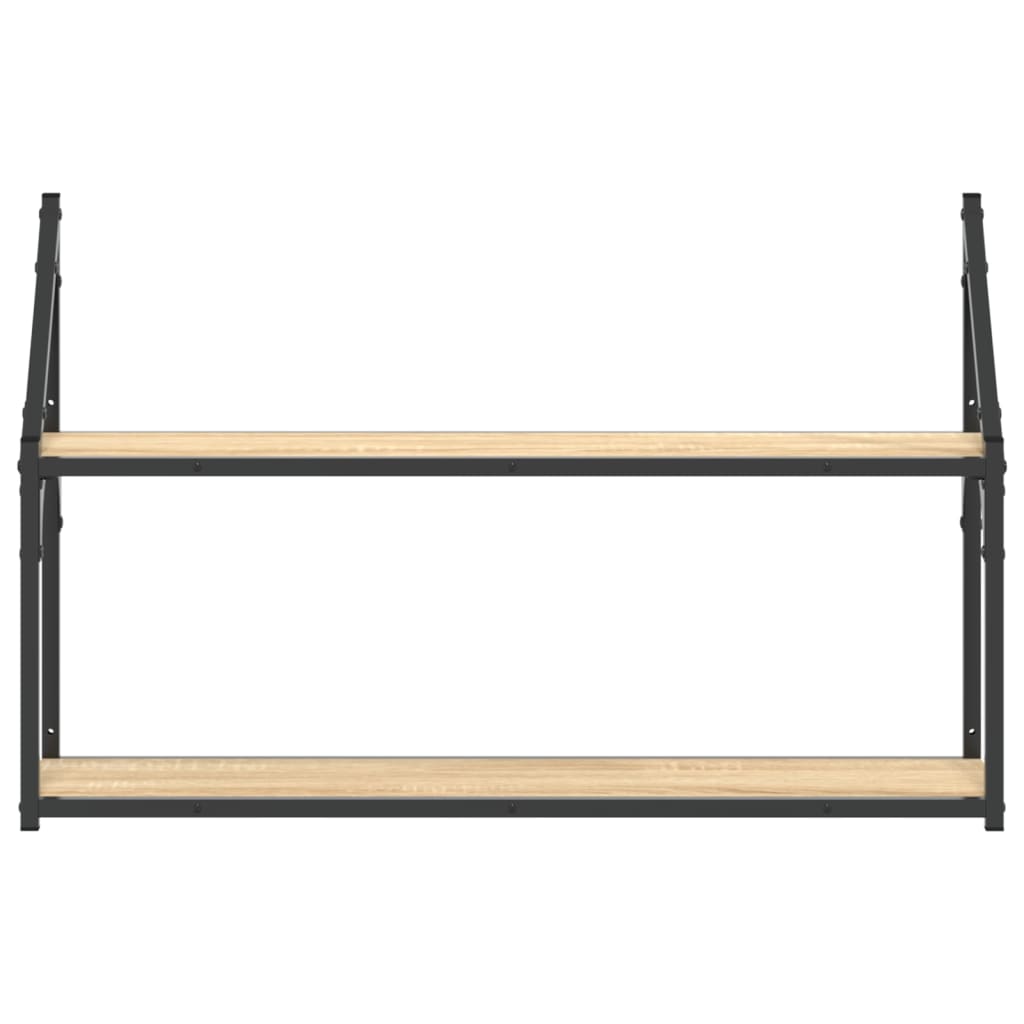 2-Tier Wall Shelf Sonoma Oak 80x21x51 cm Engineered Wood