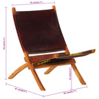 Folding Relaxing Chair Dark Brown Real Leather